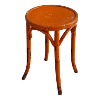 Orange Bentwood Stool, 1950s For Sale
