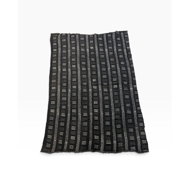 Vintage African Black and White Mud Cloth Textile Mali 62" For Sale - Image 4 of 5