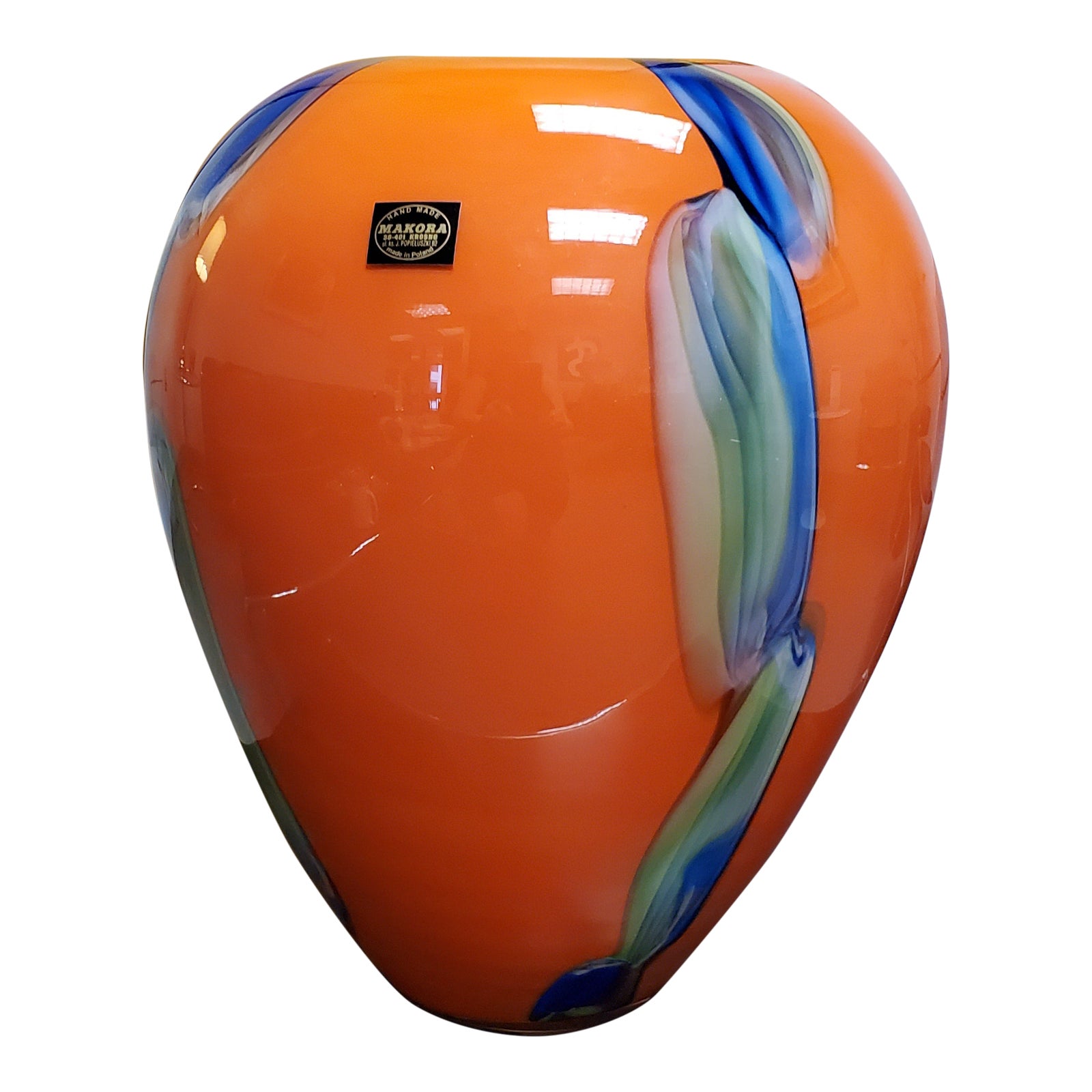 Vintage Makora Krosno ul.ks.j. Popieluszki 92 Art Glass Vase Hand Blown