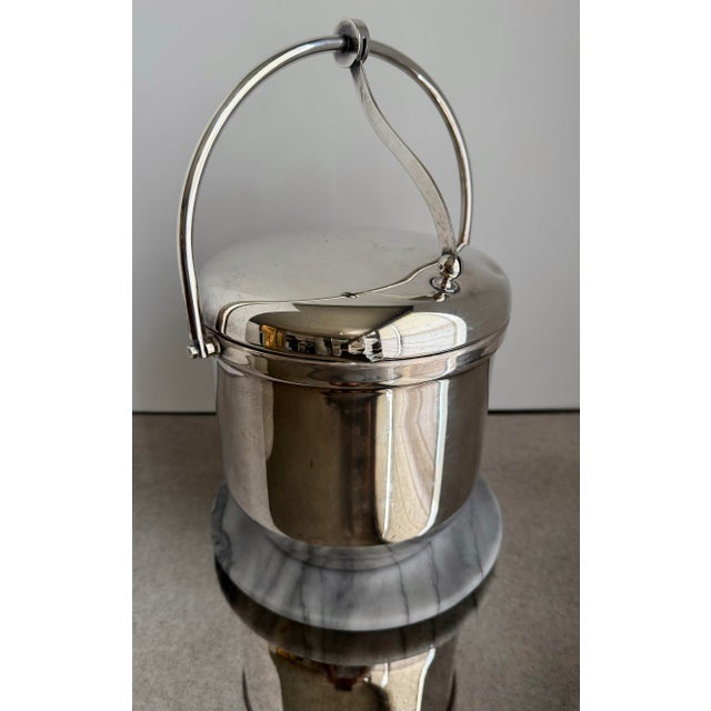 Vintage Silver-Plate Ice Bucket With Sculptural Swing Handle For Sale - Image 4 of 8