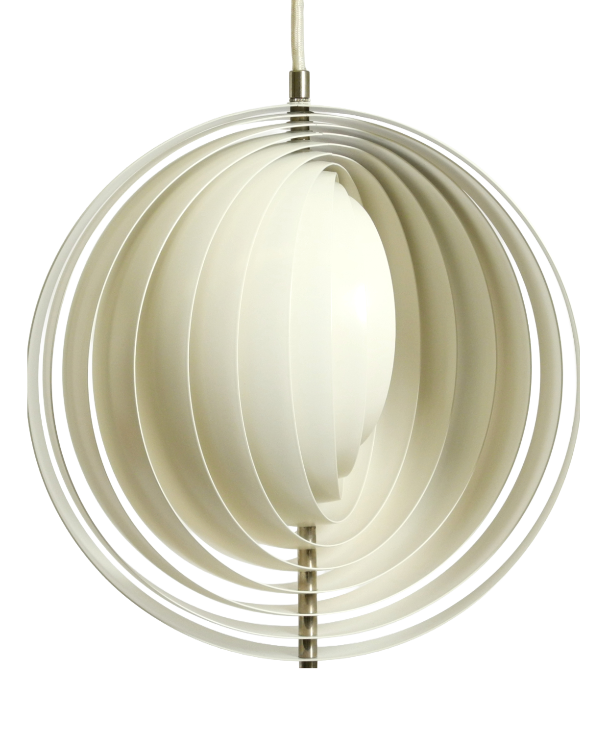 Vintage Space Age Moon Lamp in White Lacquered Aluminum by Verner