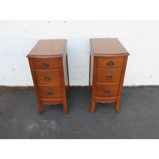 Tall and Narrow Mahogany Nightstands End Bedside Tables a Pair 6658 For Sale - Image 16 of 18