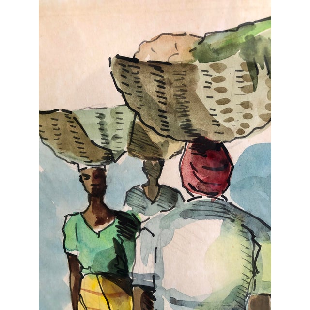 Late 20th Century Jamaican Figurative Original Watercolor Painting by