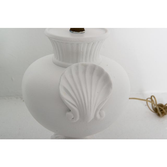 Pair Dorothy Draper style Bulbous Urn Lamps with Shell Detail For Sale - Image 11 of 12