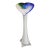 Vintage Hand Blown Art Glass Blue Green & White Jack-in-the-Pulpit Bud Vase 11'' For Sale