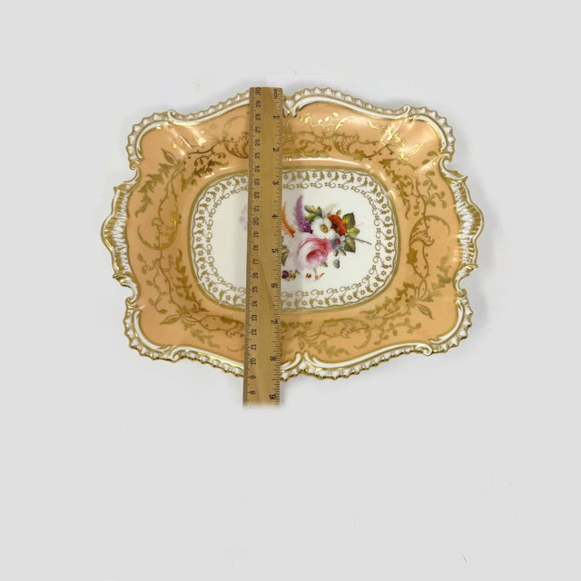 Mid 19th Century Antique Victorian Peach & Gold Porcelain Serving Dish For Sale - Image 5 of 8