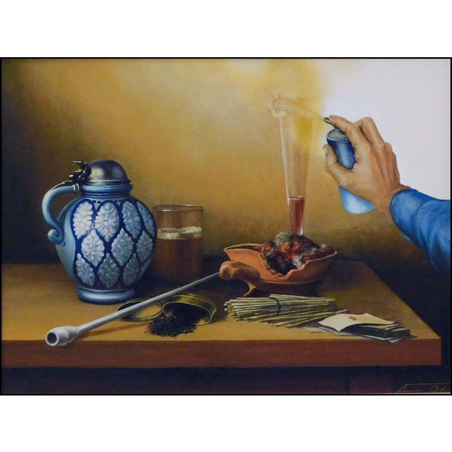 "Creative Spray" by Fazly Original Oil on Canvas Hand signed by the artist Image Size: 24" x 30" Framed Size: 34"x 40"...