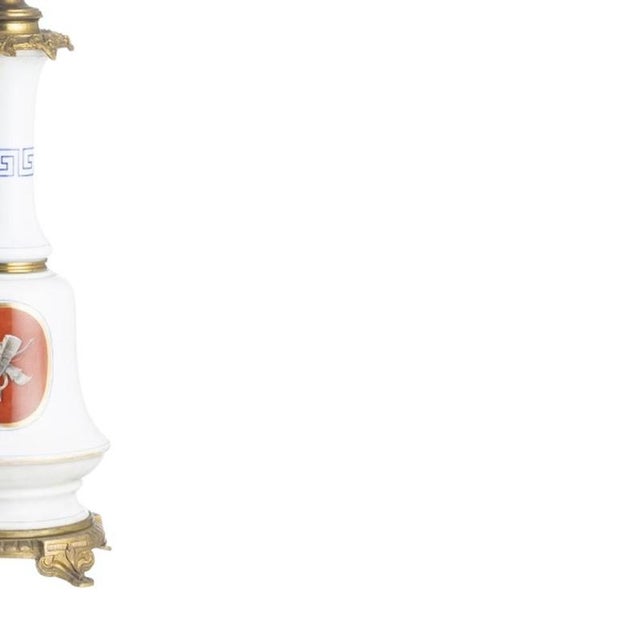 19th Century Oil Lamp in Bronze, Ceramic, and Glass For Sale - Image 5 of 6
