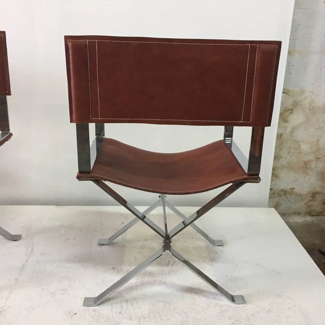 Metal Vintage Alessandro Albrizzi Director Armchairs - Set of 4 For Sale - Image 7 of 9