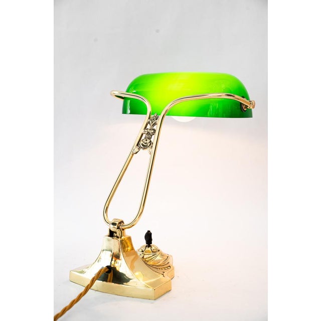 1920s Banker's Swivel Table Lamp with Green Glass Shade, Vienna, Austria, 1920s For Sale - Image 5 of 18