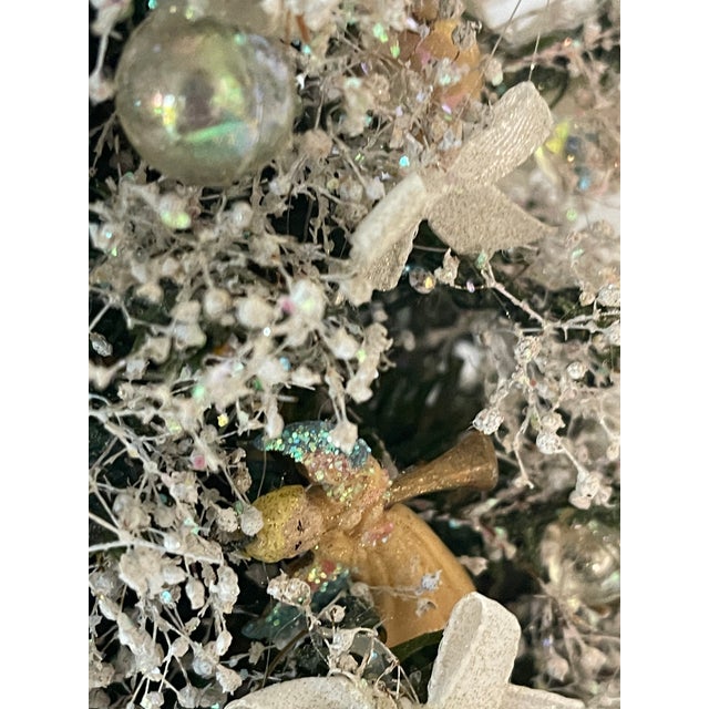 Vintage Artisan Mini Christmas Tree W Angels Under Glass Dome For Sale In Miami - Image 6 of 8