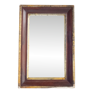 19th Century Distressed American Empire Lemon Gold and Mahogany Ogee Mirror