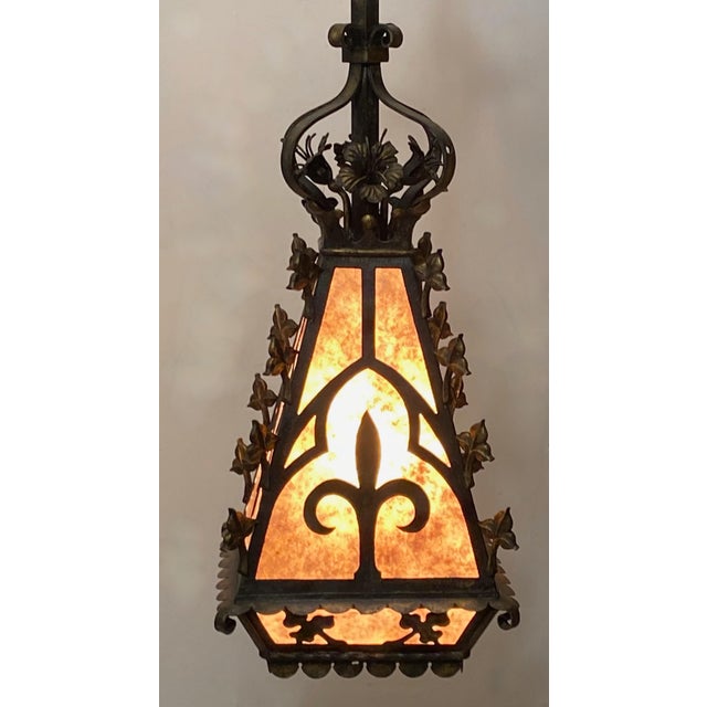 Large French Wrought Iron and Mica Church Lantern, 19th Century For Sale - Image 4 of 8