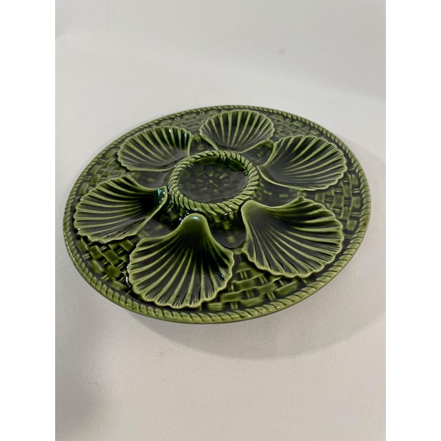 1920s 1920s Longchamp French Majolica Green Oyster Plate For Sale - Image 5 of 13