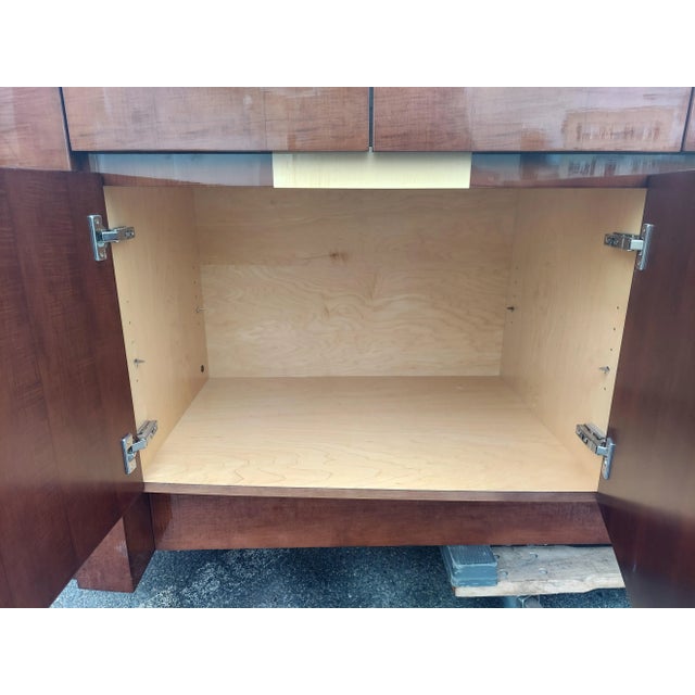 Mid-Century Modern 1980s Designer Custom Made Mahogany Glass Top Credenza For Sale - Image 3 of 10