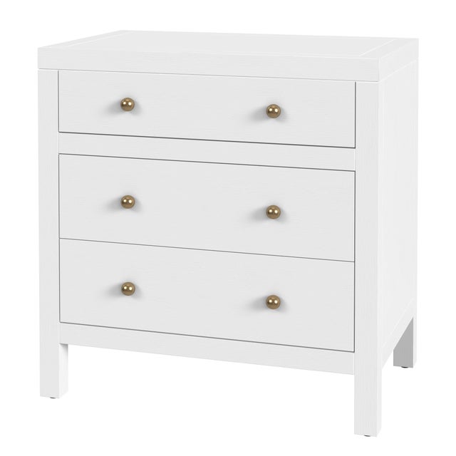 White Nora 25 in. W Rectangular Wood 3 Drawer Nightstand, White For Sale - Image 8 of 8