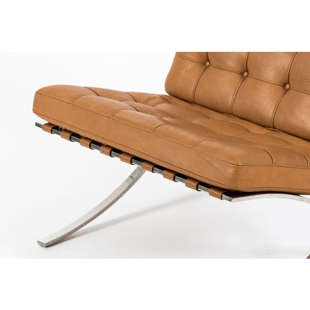 Mid Century Brown Leather Barcelona Chair by Mies Van Der Rohe for Knoll, 1983 For Sale - Image 11 of 15