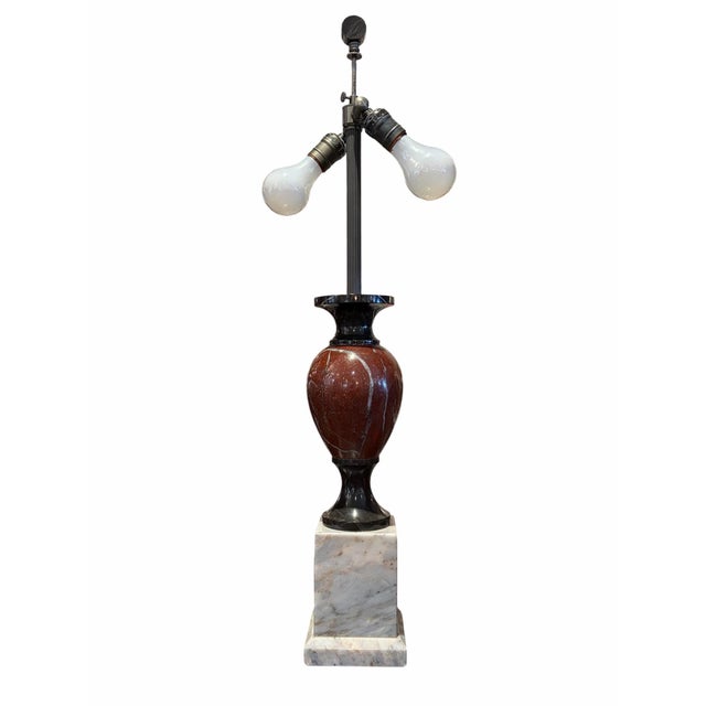 Donghia 1990s Pair of Donghia Tri-Color Marble Lamps For Sale - Image 4 of 6