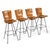 This clean set of four Umanoff bar stools feature seats and backs of wood slats with swivel function supported by iron...