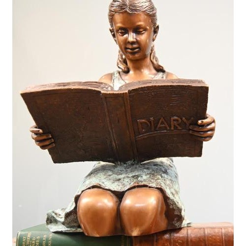 Girl Reading Tabletop Casting in Bronze For Sale - Image 3 of 10