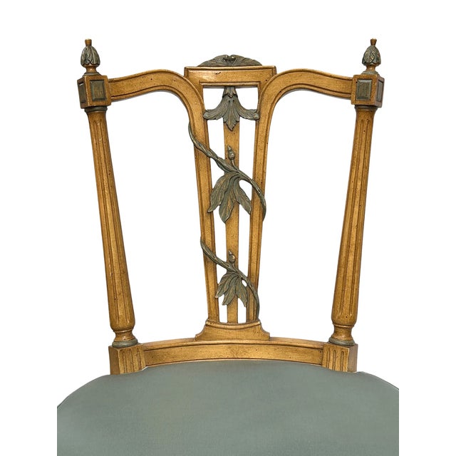 Mid 20th Century French Louis XVI Floral Carved Side Chairs - A Pair For Sale - Image 4 of 8