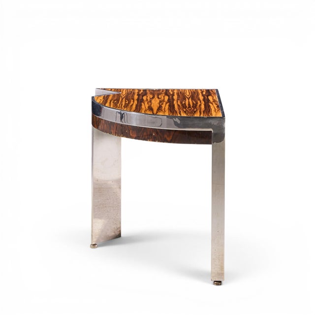 Pace Leon Rosen for Pace Mezzaluna Mid Century Steel and Rosewood Side End Table For Sale - Image 4 of 9