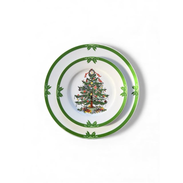 MCM Georges Briard Yule Tide 10.25” Dinner Plates Vintage Christmas Tree Plates - Set of 7 For Sale - Image 10 of 11