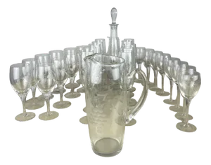 Italian Crystal Glasses, 1960s, Set of 35