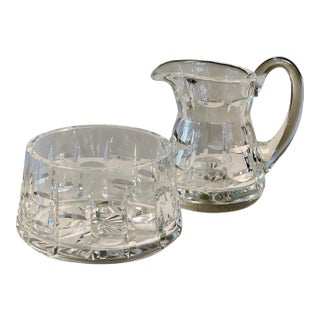 1960s Creamer Pitcher and Sugar Bowl Set Tralee by Waterford Crystal For Sale