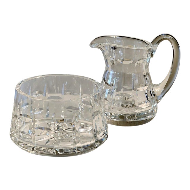 1960s Creamer Pitcher and Sugar Bowl Set Tralee by Waterford Crystal For Sale