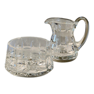 1960s Creamer Pitcher and Sugar Bowl Set Tralee by Waterford Crystal