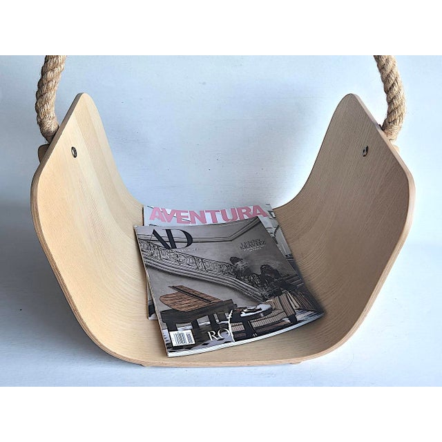 Ash Veneer Bentwood & Rope "Värmer" Fire Wood or Magazine Basket For Sale In Miami - Image 6 of 13