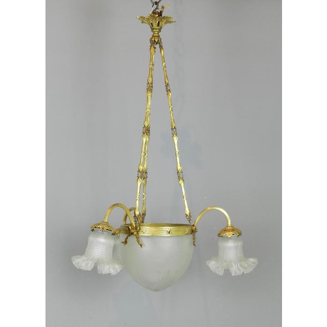 French Three Arm Ceiling Light, 1930s For Sale - Image 9 of 12