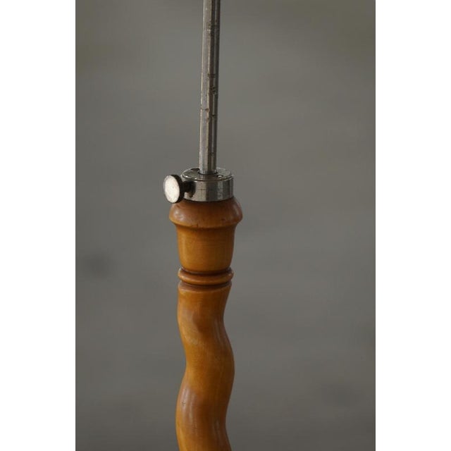 Mid-Century Swedish Floor Lamp with Turned Birch Base and Pleated Shade, 1940s For Sale - Image 12 of 18