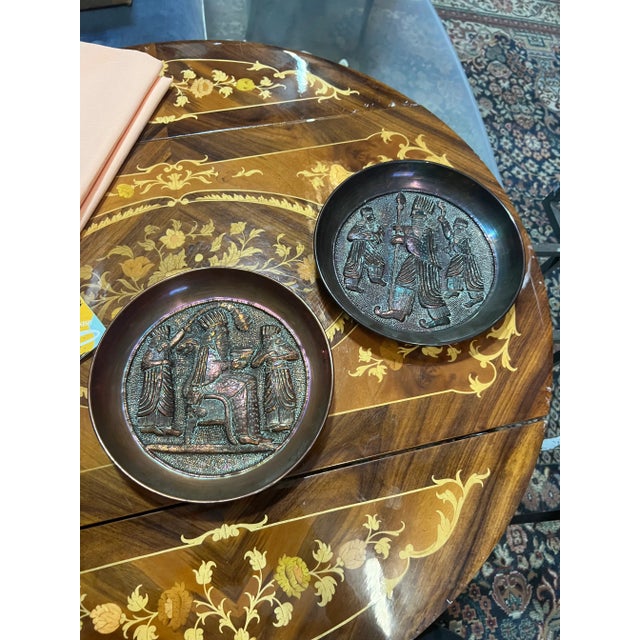 1970s 1970s Decorative Copper Plates- a Pair For Sale - Image 5 of 5
