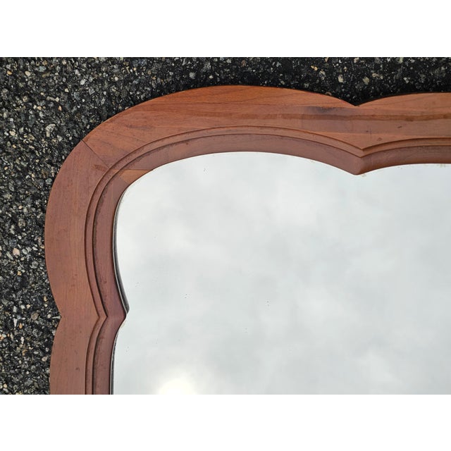 Mid 20th Century Mid Century Permacraft Provincial Style Carved Solid Cherry Wall Mirror For Sale - Image 5 of 10