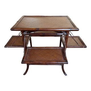 1980s English Bamboo Tea Table For Sale