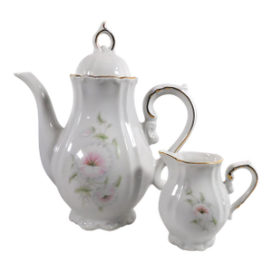 1980s Winrose Collection Floral Coffee Pot and Creamer