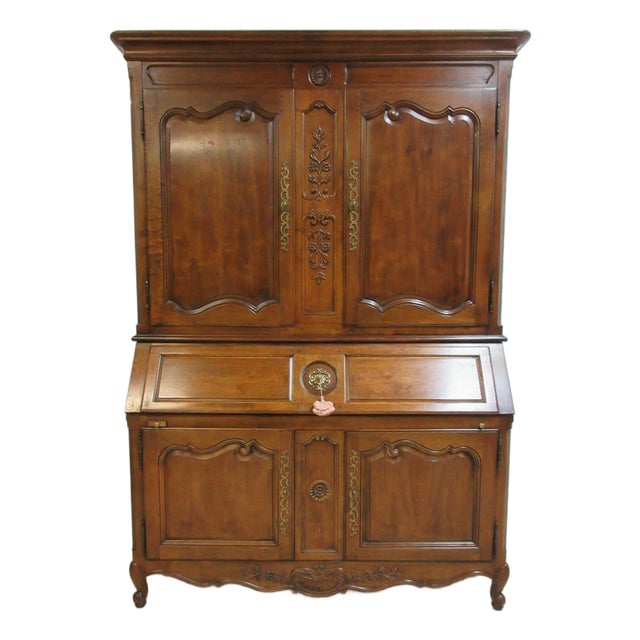 1980s Henredon Villandry French Country Secretary Desk Liquor Cabinet China Hutch For Sale