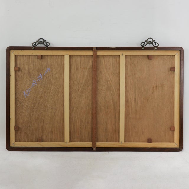 Vintage Chinese Fan Painting Chicks Catching Bugs With Pink Flowers Framed Ink and Color on Paper With Calligraphy For Sale - Image 10 of 11