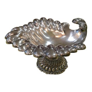 Antique English Silver Manufacture Large Clam Shell Serving Dish For Sale