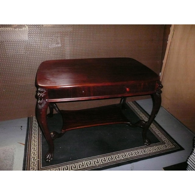 Library Table/Salon Room Table. 1920's Vintage. Carved Ornate Lions Heads For Sale In Detroit - Image 6 of 17