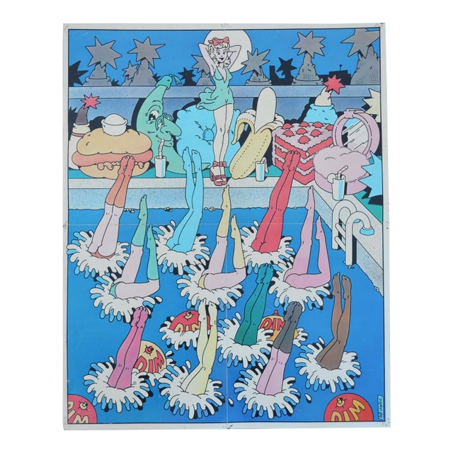 1970s Bob Lawrie for Dim French Pop Art Fashion Advertising Poster For Sale