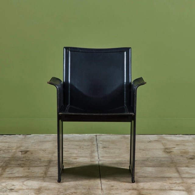 Metal Matteo Grassi Black Leather Arm Chair For Sale - Image 7 of 12