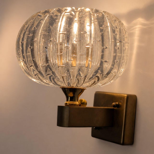 1950s Italian Wall Lights Murano Glass Sconces Art Deco Style, by Barovier & Toso - Pair For Sale - Image 6 of 10