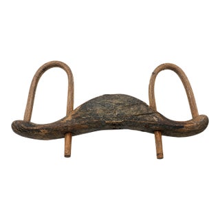Authentic Antique Wooden Ox Yoke – Hand-Carved Farm Implement Wall Sculpture, 54" For Sale