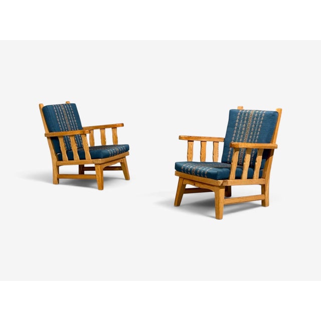 Krogenes Møbler, Lounge Chairs, Pine, Blue Fabric, Norway, 1970s For Sale - Image 4 of 13