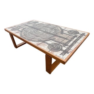 Mid Century Danish Tile Inlay Coffee Table by Trioh For Sale