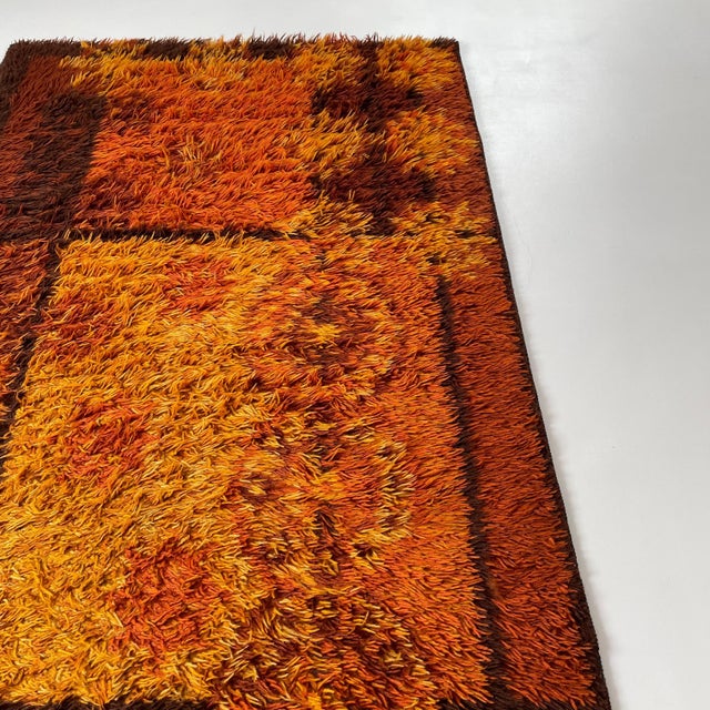 Original Scandinavian Square Pattern Rya Rug from Ege Taepper, Denmark, 1960s For Sale - Image 9 of 18