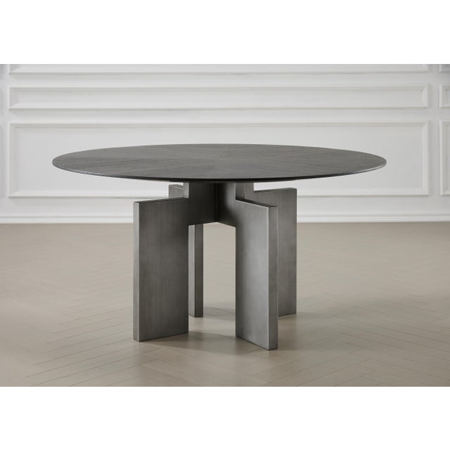 Contemporary Adonis Round Black Dining Table For Sale - Image 3 of 6
